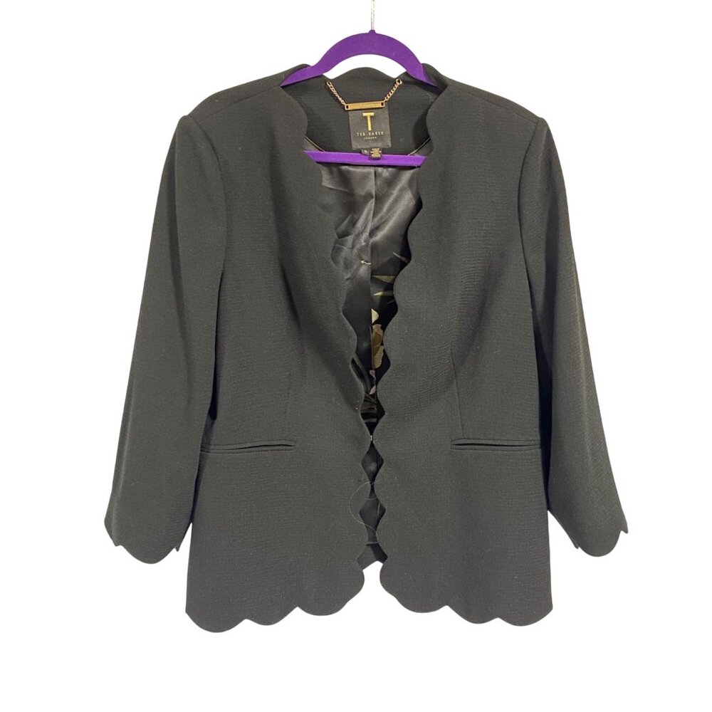 Ted Baker Furna Open Scalloped Black Blazer Ted Baker‎ Size 6 (U.S. Size 16-18)